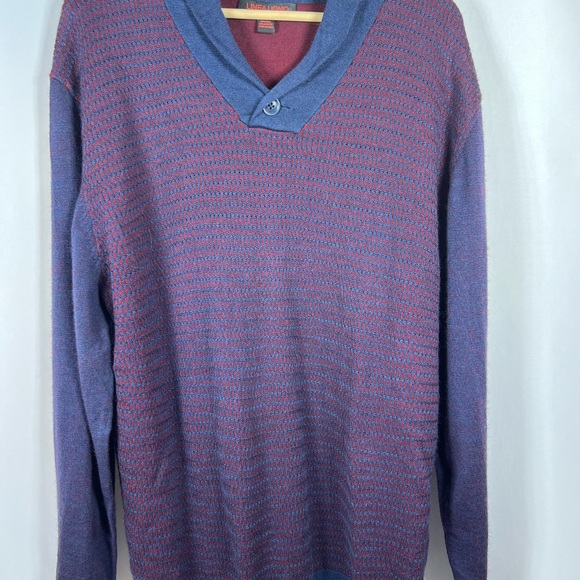 NWOT LINEA UOMO Blue & Red Preppy Wool Blend Sweater Size Large - Picture 2 of 10